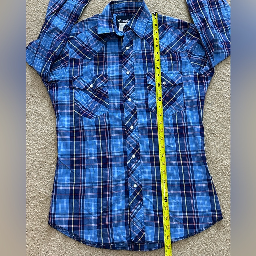 Wrangler Men’s Small Long Sleeve Pearl Snap Plaid Shirt - Picture 6 of 7